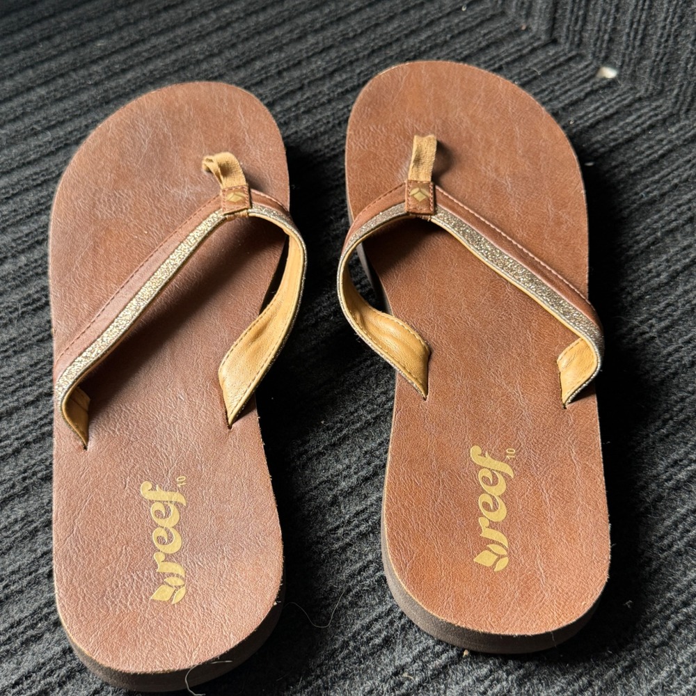 Reef Stargazer Brown Glitter Flip Flop Sandals Womens Size 10 - Picture 3 of 5